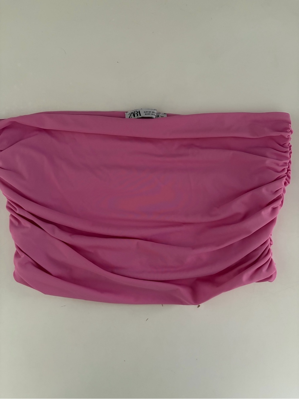 ZARA Light Pink Strapless Ruched Bandeau